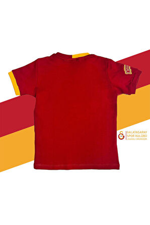 Galatasaray Orijinal Lisanslı Kırmızı Basic Çocuk T-shirt + Bileklik Set Hediyelik Ahşap Kutulu