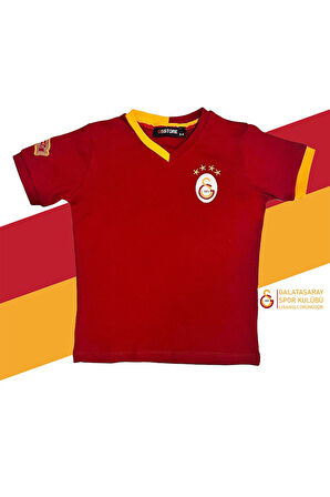 Galatasaray Orijinal Lisanslı Kırmızı Basic Çocuk T-shirt + Uçlu Kalem Set Hediyelik Ahşap Kutulu