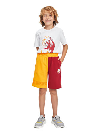 Galatasaray Orijinal Lisanslı Çocuk Şort Kırmızı Sarı