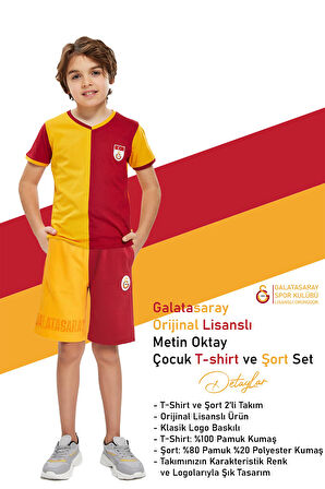 Galatasaray Orijinal Metin Oktay Çocuk T-shirt ve Şort Set 