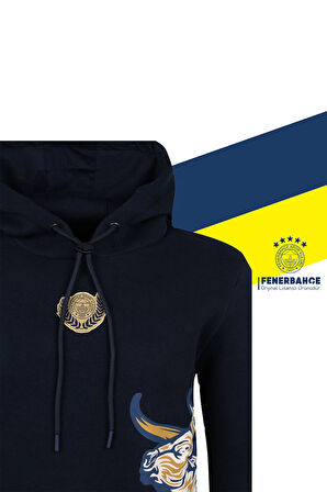 Fenerbahçe Orijinal Lisanslı Kapüşonlu Kolej Sweat Kadıköy Boğası Baskılı Erkek Sweat