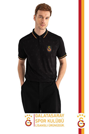 Galatasaray Orijinal Lisanslı Match Day Polo Yaka Siyah T-Shirt Gs Aslan Baskılı Hediyelik Kutulu