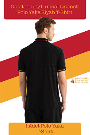Galatasaray Orijinal Lisanslı Match Day Polo Yaka Siyah T-Shirt Metin Oktay Baskılı Hediyelik Kutulu