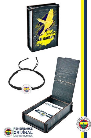 Fenerbahçe Orijinal Lisanslı Fb Logo Makrome Siyah Bileklik Kanarya Baskılı Hediyelik Ahş