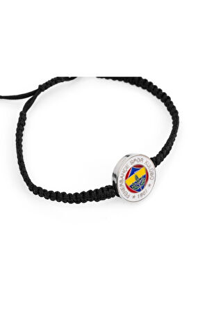 Fenerbahçe Orijinal Lisanslı Fb Logo Makrome Siyah Bileklik Kanarya Baskılı Hediyelik Ahş