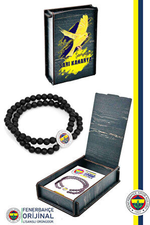 Fenerbahçe Orijinal Lisanslı Fb Logo Çiftli Mat Onix Doğaltaş Bileklik Kanarya Baskılı He