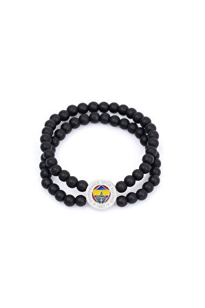 Fenerbahçe Orijinal Lisanslı Fb Logo Çiftli Mat Onix Doğaltaş Bileklik Kanarya Baskılı He