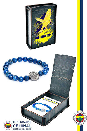 Fenerbahçe Orijinal Lisanslı Fb Lapis (8mm) Doğaltaş Bileklik Kanarya Baskılı Hediyelik A