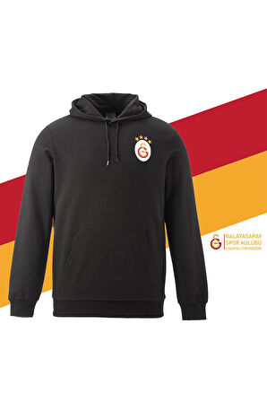 Galatasaray Orijinal Lisanslı Sweat Kapüşonlu Logolu Siyah Sweat