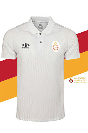 Galatasaray Orijinal Lisanslı Polo Yaka Beyaz T-Shirt + Bileklik Set Hediyelik Ahşap Kut