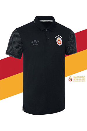 Galatasaray Orijinal Lisanslı 5 Yıldızlı Polo Yaka Siyah T-Shirt + Bileklik Set Hediyeli