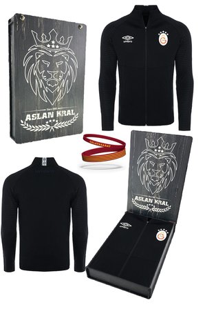 Galatasaray Orijinal Lisanslı Fermuarlı 5 Yıldızlı Siyah Sweat + Silikon Bileklik Set Hed