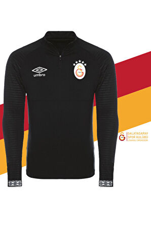 Galatasaray Orijinal Lisanslı Yarım Fermuar 5 Yıldızlı Siyah Sweat TC054