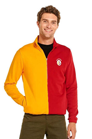 Galatasaray Orijinal Dik Yaka Tam Fermuar 5 Yıldızlı Sarı Kırmızı Sweat + Silikon Bilekli