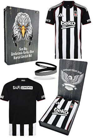 Beşiktaş Orijinal 25/26 Siyah Beyaz Çubuklu Forma Bileklik Hediyeli Özel Tasarım Hediyel