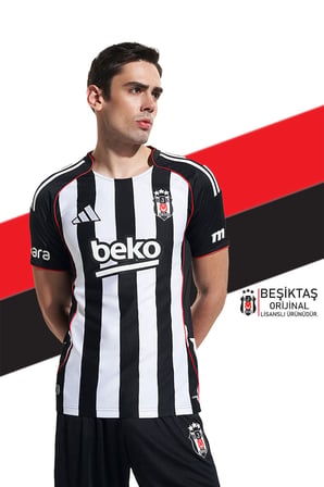 Beşiktaş Orijinal 25/26 Siyah Beyaz Çubuklu Forma Bileklik Hediyeli Özel Tasarım Hediyel