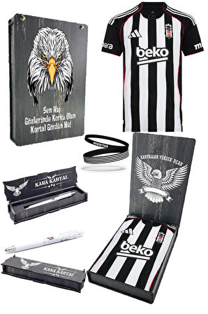 Beşiktaş Orijinal 25/26 Siyah Beyaz Çubuklu Forma Kalem + Bileklik Hediyeli Özel Tasarım