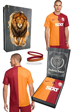 Galatasaray Orijinal 23-24 Parçalı 5 Yıldızlı Forma + Bileklik Set Özel Ahşap Kutulu