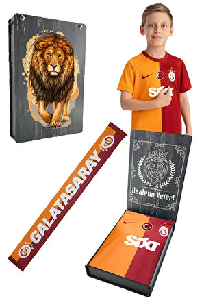 Galatasaray Orijinal Lisanslı 23-24 Sezonu Sarı Kırmızı 5 Yıldızlı Çocuk Forma + Şal Kaşk