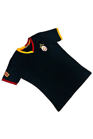 Galatasaray Orijinal Lisanslı 5 Yıldızlı Siyah Basic Çocuk T-shirt + Bileklik Set Hediye