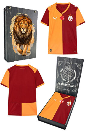 Galatasaray Orijinal 2025/26 Parçalı Yeni Sezon Forma Aslan Baskılı Hediyelik Ahşap Kutul