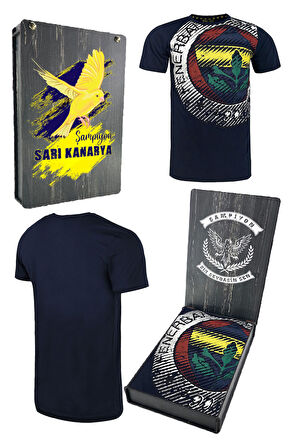 Fenerbahçe Orijinal Lisanslı Tribün 6 Renk Logolu Spor T-ShirtHediyelik Ahşap Kutulu