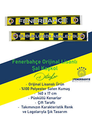 Fenerbahçe Orijinal Lisanslı Çubuklu Bir Asalet Saten Şal Atkı