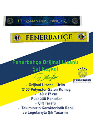 Fenerbahçe Orijinal Lisanslı Her Zaman Hep Seninleyiz Saten Şal Atkı