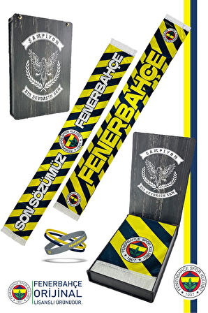 Fenerbahçe Orijinal Lisanslı Son Sözümüz Fenerbahçe Şal Atkı ve Bileklik Set Kanarya Bas