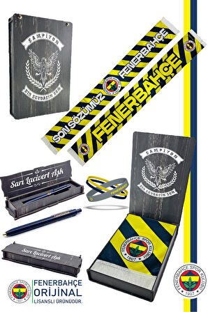Fenerbahçe Orijinal Lisanslı Son Sözümüz Fenerbahçe Saten Şal Atkı + Uçlu Kalem + Bilekl