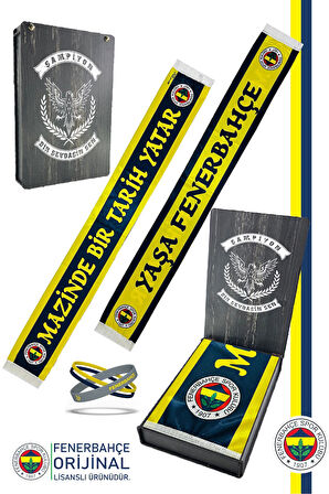 Fenerbahçe Orijinal Lisanslı Mazinde Bir tarih Yatar Şal Atkı ve Bileklik Set Kanarya Ba
