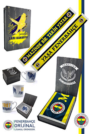 Fenerbahçe Orijinal Lisanslı Mazinde Bir tarih Yatar Şal Atkı Seramik Kupa Set Kanarya B