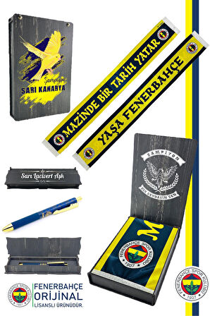 Fenerbahçe Orijinal Lisanslı Mazinde Bir tarih Yatar Şal Atkı ve Hybrit Tükenmez Kalem S