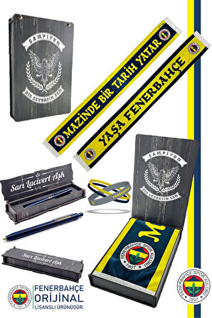 Fenerbahçe Orijinal Lisanslı Mazinde Bir tarih Yatar Saten Şal Atkı + Uçlu Kalem + Bilek
