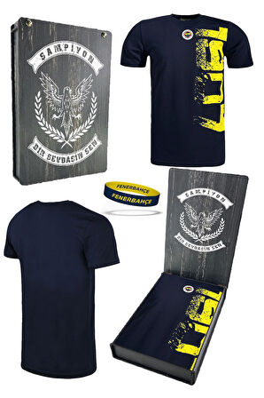 Fenerbahçe Orijinal Lisanslı Tribün 1907 Erkek T-Shirt+ Bileklik Set Hediyelik Ahşap Kutu