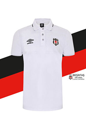 Beşiktaş Orijinal Lisanslı Polo Yaka Beyaz T-Shirt