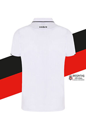 Beşiktaş Orijinal Lisanslı Polo Yaka Beyaz T-Shirt