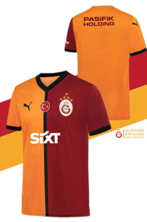 Galatasaray Orijinal 2024/25 Sarı Kırmızı 5 Yıldızlı Taraftar Forma Aslan Baskılı Hediyelik Set