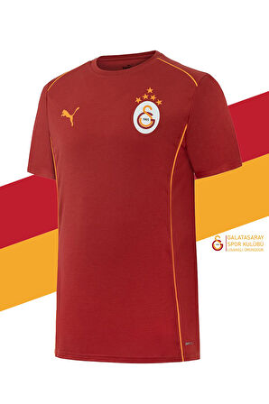 Galatasaray Orijinal Lisanslı Sıfır Yaka Kırmızı Antrenman 5 Yıldızlı T-Shirt