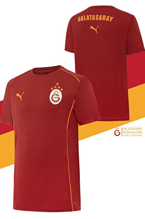 Galatasaray Orijinal Lisanslı Sıfır Yaka Kırmızı Antrenman 5 Yıldızlı T-Shirt Gs Ahşap Kutulu