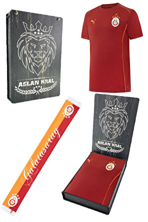 Galatasaray Orijinal Lisanslı Sıfır Yaka Kırmızı Antrenman 5 Yıldızlı T-Shirt + Şal Kaşkol Set