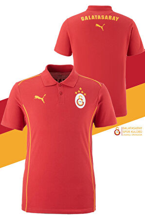 Galatasaray Orijinal Lisanslı Polo Yaka Kırmızı Antrenman 5 Yıldızlı T-Shirt