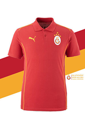 Galatasaray Orijinal Lisanslı Polo Yaka Kırmızı Antrenman 5 Yıldızlı T-Shirt