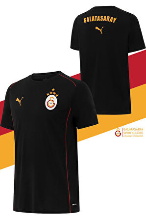 Galatasaray Orijinal Lisanslı Sıfır Yaka Siyah Antrenman 5 Yıldızlı T-Shirt