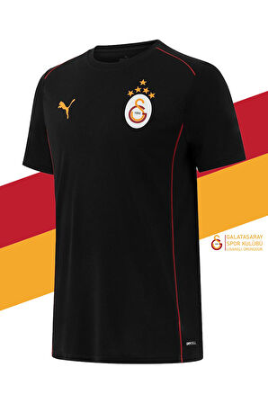 Galatasaray Orijinal Lisanslı Sıfır Yaka Siyah Antrenman 5 Yıldızlı T-Shirt