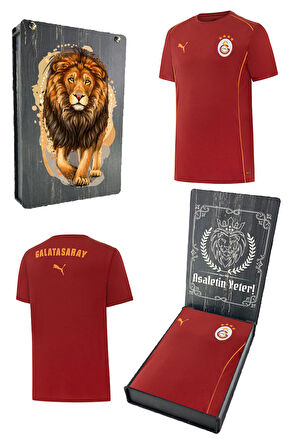Galatasaray Orijinal Lisanslı 2024/25 Kırmızı Antrenman T-Shirt Gs Aslan Baskılı Hediyelik  Kutu
