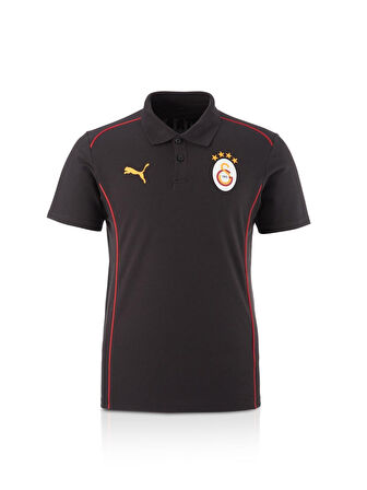 Galatasaray Orijinal Lisanslı Polo Yaka Siyah Antrenman T-Shirt + Şal Kaşkol Set Ahşap Kutu