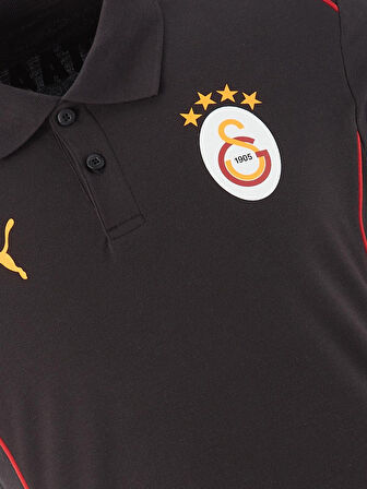 Galatasaray Orijinal Lisanslı Polo Yaka Siyah Antrenman T-Shirt + Şal Kaşkol Set Ahşap Kutu