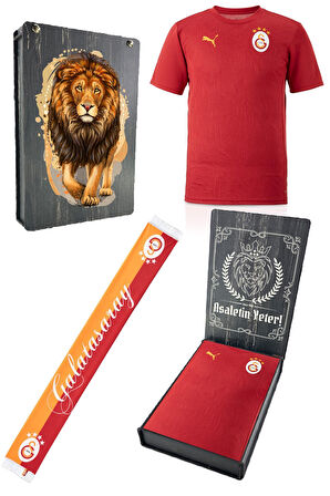 Galatasaray Orijinal Lisanslı Sıfır Yaka Kırmızı A Takım Antrenman T-Shirt + Şal Kaşkol Set