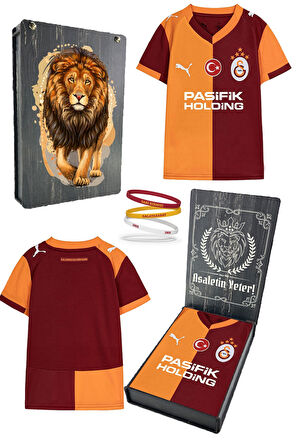  Galatasaray Orijinal Lisanslı 2025/26 Parçalı Taraftar Çocuk Forma + Bileklik Set Hediyelik Kutu